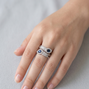 925 Sterling Silver Blue Color Pear Shape Halo Ring For Women